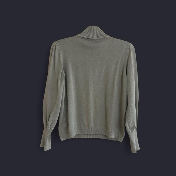 Sage Green Turtleneck Sweater with ribbed cuffs and hem - Picture 4 of 7